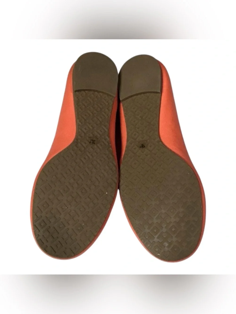 Tory Burch Reva Ballet Flats Coral Orange Leather Logo Shoes Women’s Size 5M